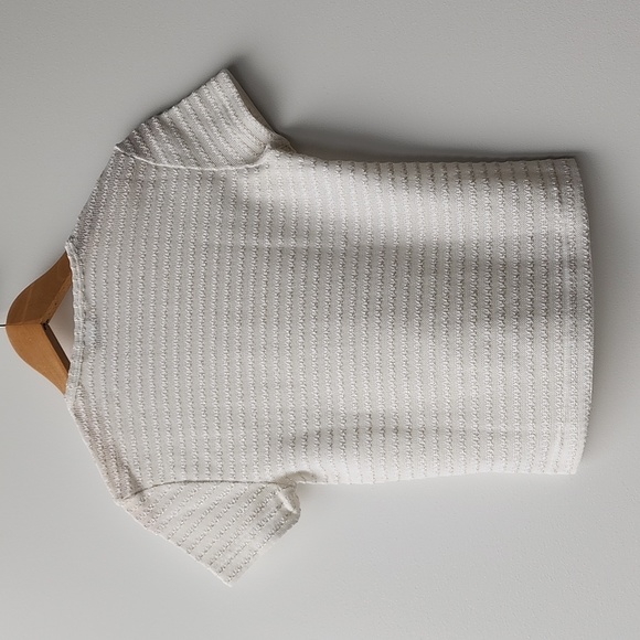 Vintage Miss Sixty Cropped Crochet Knit Metallic Stripe Logo Tee - Picture 7 of 7